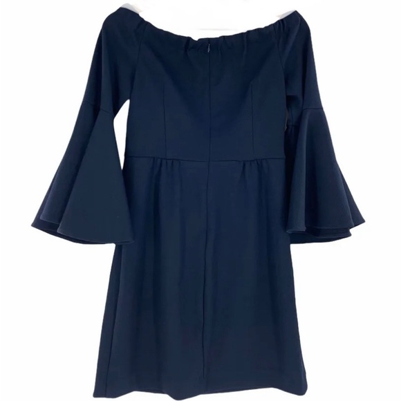 Trina Turk Size 6 Navy Bell Sleeve Off The Shoulder Dress. - Picture 3 of 6